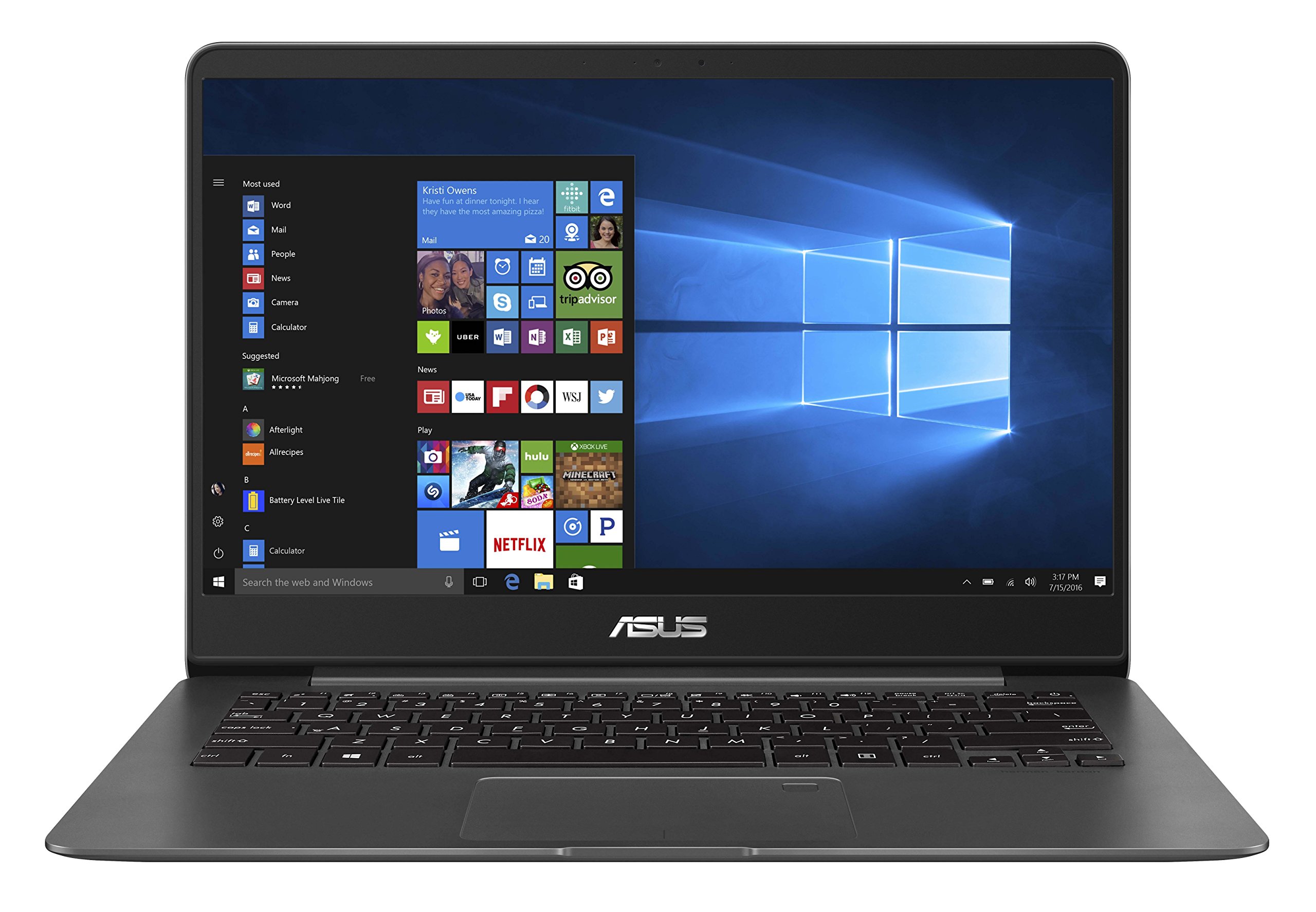 ASUS ZenBook 14 Thin and Light Laptop - 14” Full HD WideView, 8th gen Core i7-8550U Processor, 16GB DDR3, 512GB SSD, Backlit KB, Fingerprint Reader, Grey, Windows 10 Home - UX430UA-DH74
