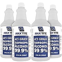 MaxTite 99.9% Isopropyl Alcohol ACS Reagent Grade (1 Gallon, 4 Pack 32 fl oz) - High Purity Premium ACS Reagent Lab Grade - Made in USA