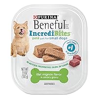 Beneful IncrediBites Pate Wet Dog Food for Small Dogs Filet Mignon Flavor in a Savory Gravy - (Pack of 12) 3.5 oz. Cans