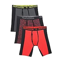 Fruit of the Loom Men's Breathable Boxer Briefs, Moisture Wicking Underwear, Assorted Color Multipacks