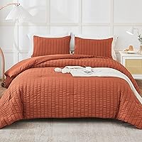 AveLom Terracotta Seersucker King Comforter Set (104x90 inches), 3 Pieces - 100% Soft Washed Microfiber Lightweight Comforter with 2 Pillowcases, All Season Down Alternative Comforter Set for Bedding