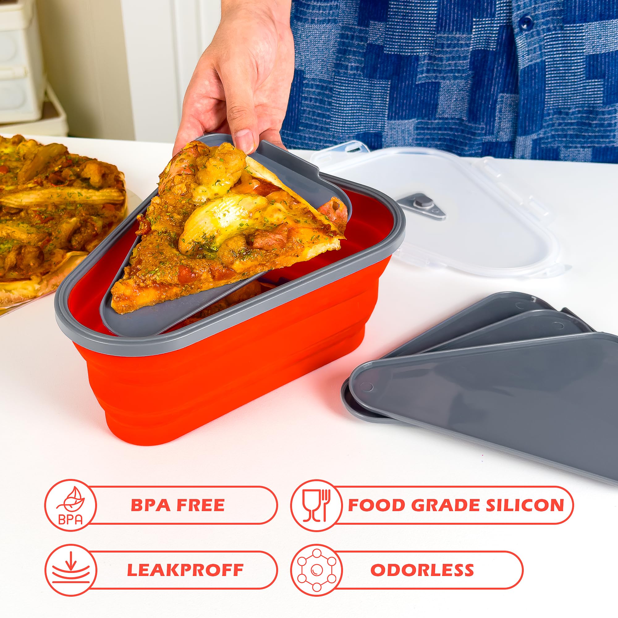 Pizza Storage Container with 5 Microwavable Serving Trays BeinCart