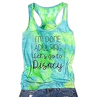 I Am Done Adulting Tank for Women Summer Vacation Tanks Top Funny Letters Sleeveless T-Shirts