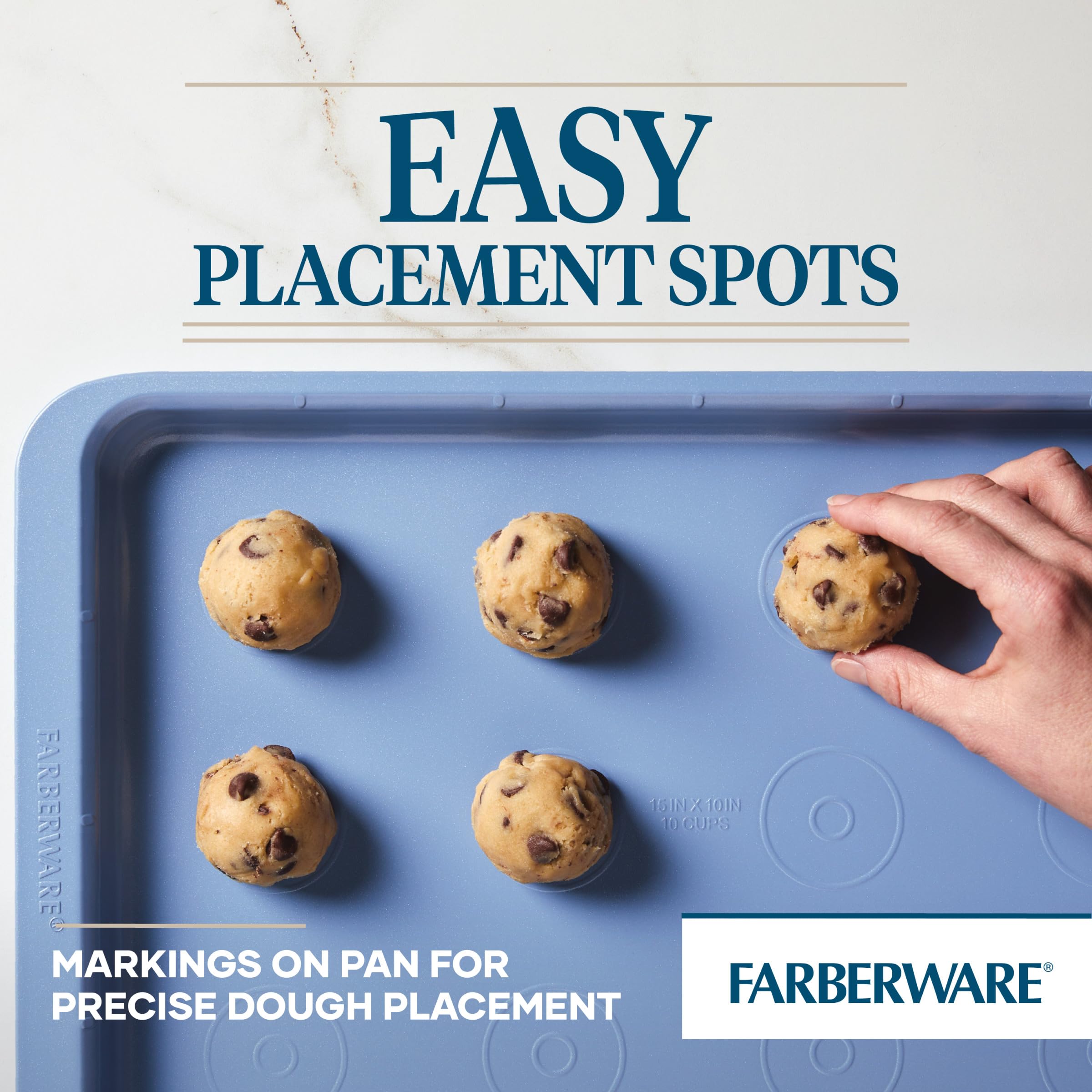 Farberware Easy Solutions Nonstick Bakeware/Baking Set, Includes Cookie Pans, Loaf Pan, and Cake Pan, 4 Piece - Blue