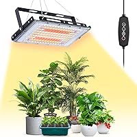 LBW Grow Lights for Indoor Plants, 144 LEDs Full Spectrum Grow Light, Hanging Plant Grow Light with 4H/8H/12H Timer, 6 Dimmable Levels, Grow Lamp for Greenhouse Tents Veg Bloom Seedlings