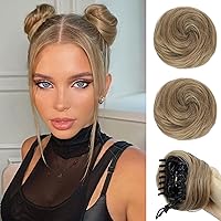 HANYUDIE Space Buns Hair Pieces Claw Clip in Hair Bun Mini Bun Hair Scrunchies Extension for Women Girls 2PCS 10/18