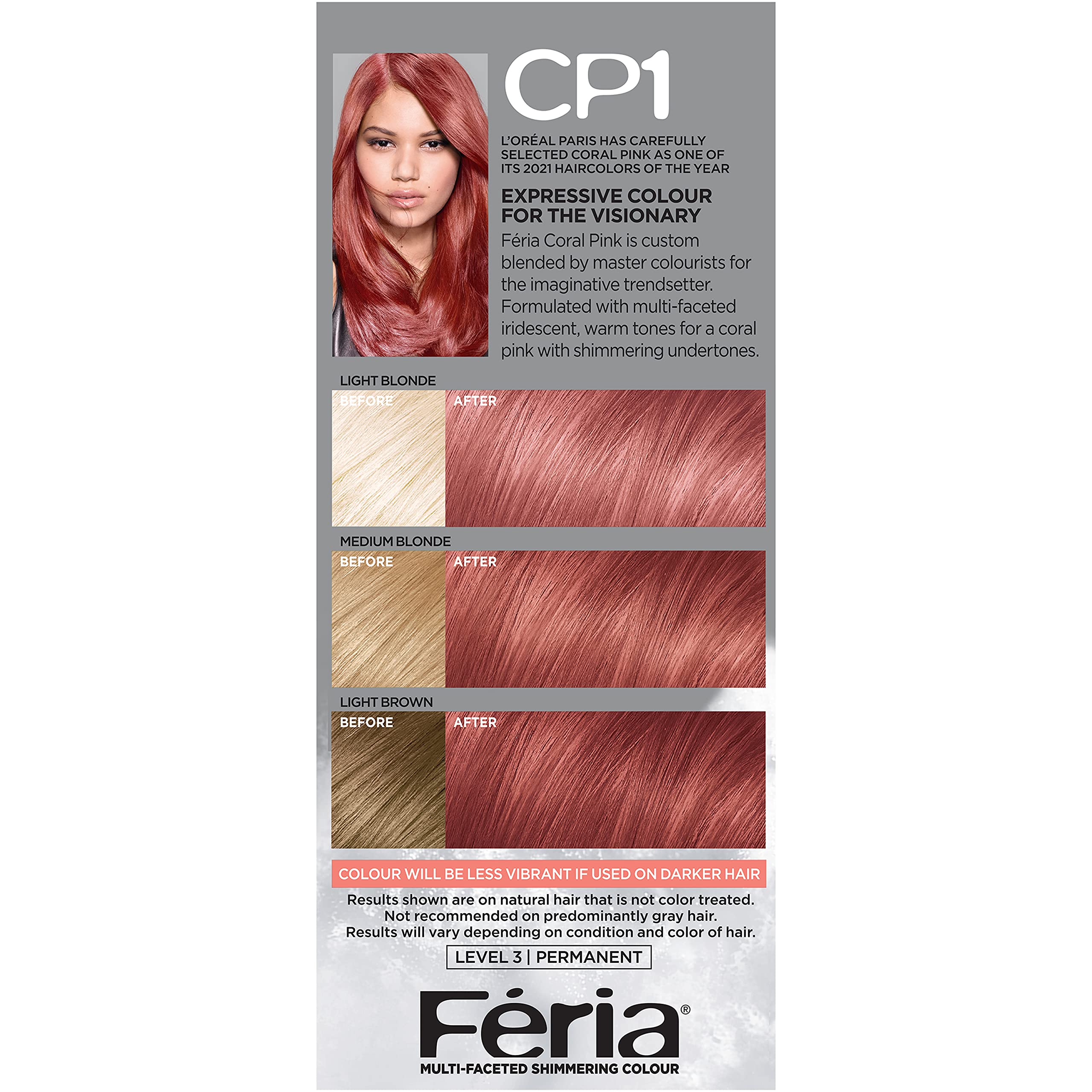 L'Oreal Paris Feria High Intensity Multi-Faceted Shimmering Permanent Hair Color, 3X Highlights, Gentle , Deep Conditioning Hair Dye