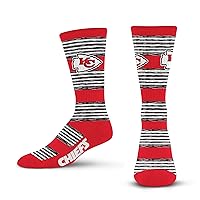 For Bare Feet NFL KANSAS CITY CHIEFS RMC Multi Stripe Crew Sock Team Color Large