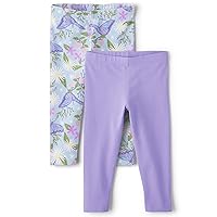 The Children's Place Baby Girl's and Toddler Print Legging, Butterfly/Purple 2-Pack, 4 Years