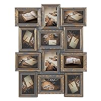Jerry & Maggie 12 Opening Collage Photo Frame Rustic 23×18 Vintage Embossed Finish PVC Picture Frames Selfie Gallery Collage Wall Hanging For 6×4 Photo, Vintage