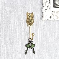 Indian Shelf 1 Piece Brass Kids Owl Wall Hooks Animals Vintage Coat Hooks Gold Decorative Hooks Purse Hanger Key Holder Kids Coat Rack Wall Mount Bag Backpack Hooks Boys Girls Room Décor