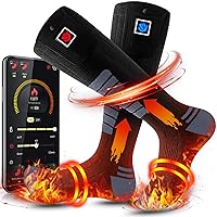 Heated Socks for Men Women 7.4V 22.2WH Battery 2023 Upgraded Heating Socks with APP Remote Control for Hunting Fishing Camping Hiking Outdoor Work(Black,XL)