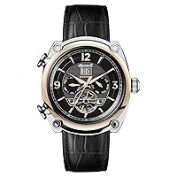Ingersoll Men's Stainless Steel Automatic Watch with Leather Strap, Black (Model: I01102)