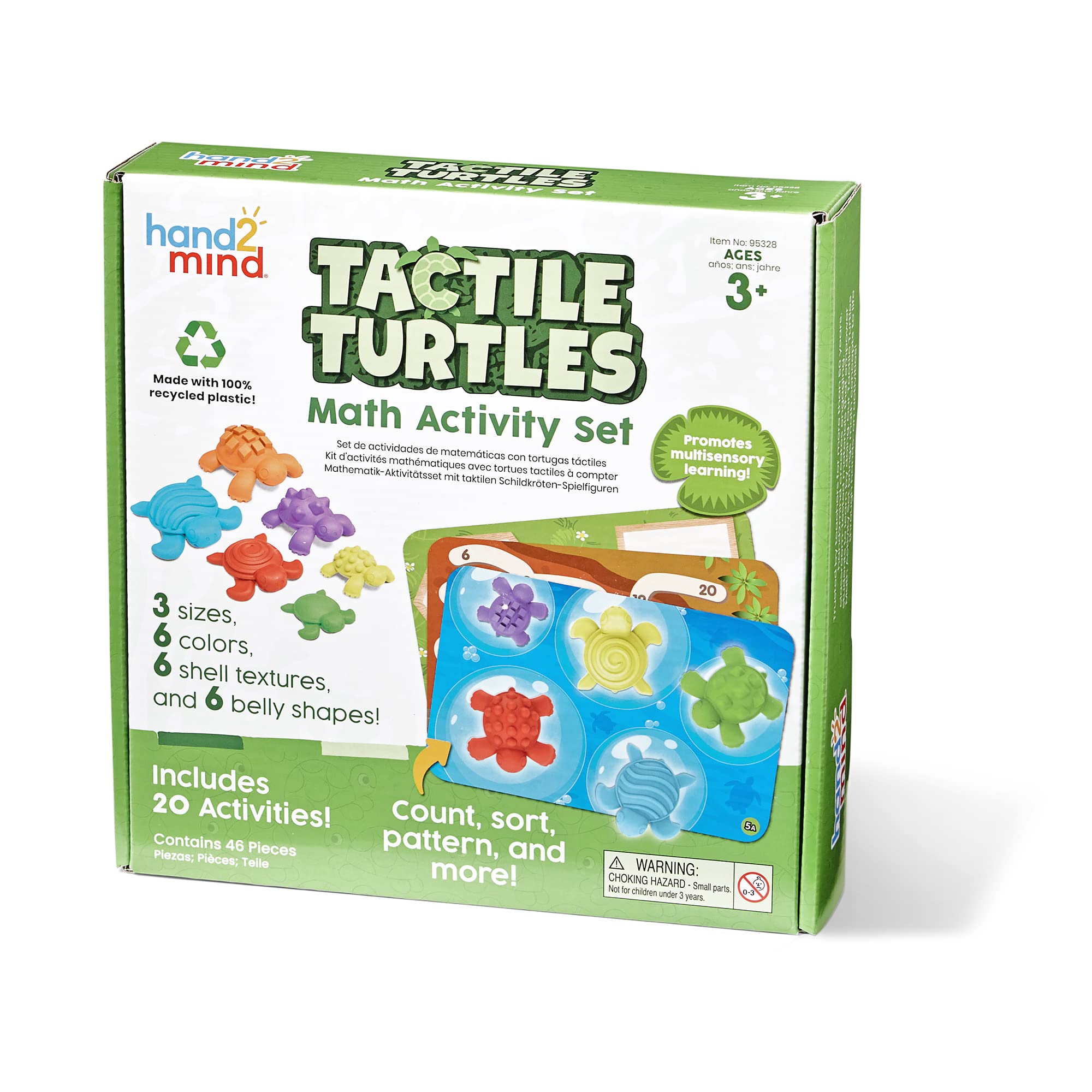 hand2mind Tactile Turtles Math Activity Set, Toddler Numbers and Counting, Math Counters for Kids, Color Sorting Toys, Sensory Turtle Game, Preschool Learning Activities, Montessori Math Materials