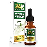 24K Vitamin C Serum for Face, Anti-Aging Topical Facial Serum with Hyaluronic Acid And Aloe Leaf, 1 fl oz