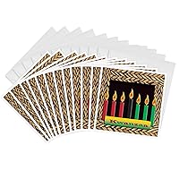 3dRose Kwanzaa Candles - Greeting Cards, 6 x 6 inches, set of 12 (gc_12985_2)