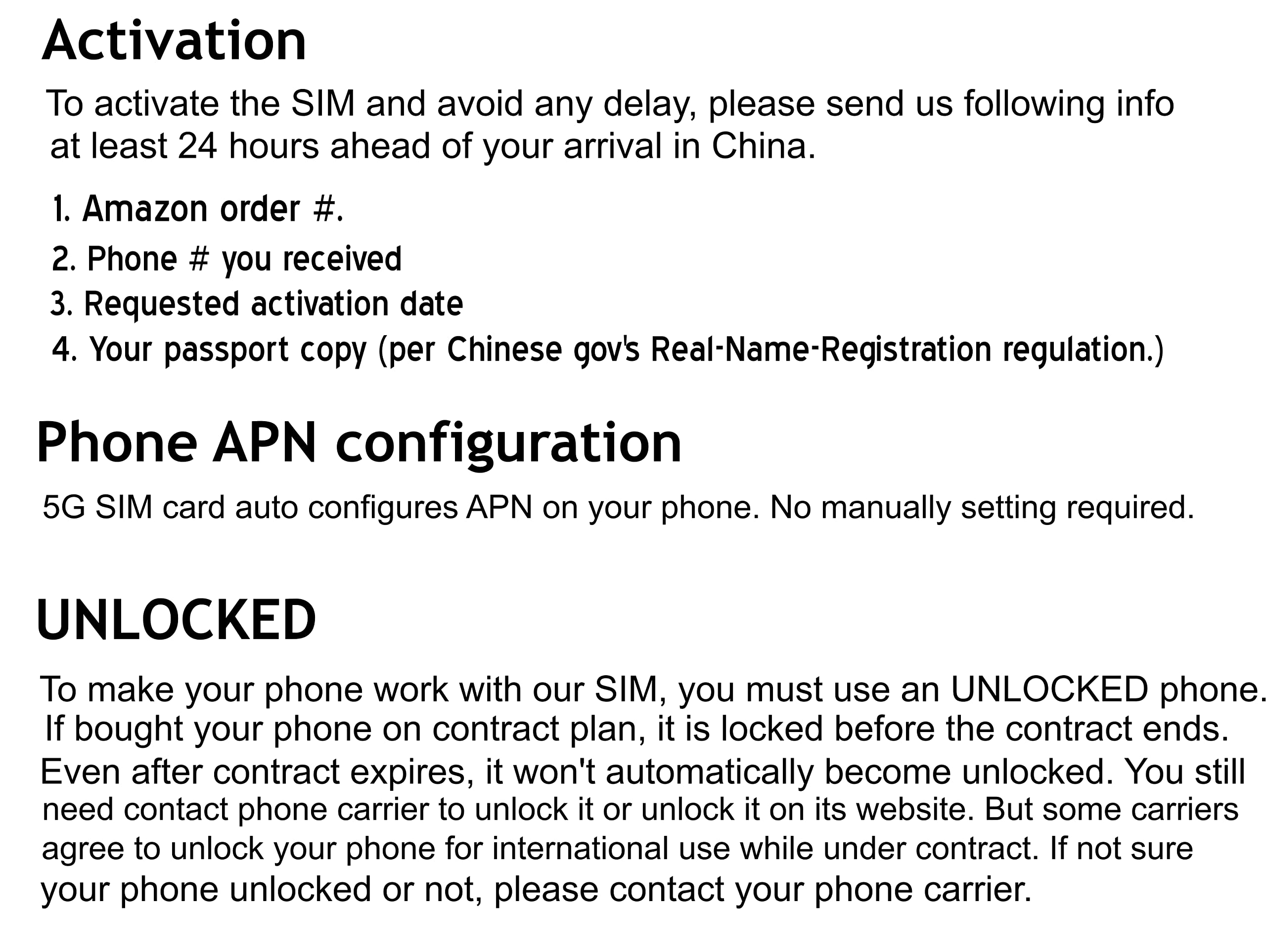 China Unicom Sim Card 5G Network 15Days 10GB Data, 100 Minutes Talk Plus 100 Texts