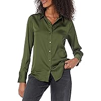 Amazon Essentials Women's Classic-Fit Satin Button Down Blouse (Available in Plus Size)