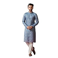 Elina fashion Ethnic Men's Cotton Printed Kurta Pajama Set || Casual Party Kurta Indian TraditionalWear for Men