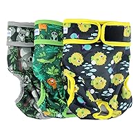 Leekalos Reusable Washable Dog Diapers Female (3 Pack) - Highly Absorbent Doggie Diapers - Size Adjustable Puppy Diapers for Dog Period Panties (Large, Globefish)