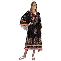 Bimba Womens Printed Rayon Cover-Up Caftan Long Kimono Maxi Dress Side Split Beach Kaftan Dress