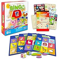 Ready, Set, Discover Bingo Set - Kids and Toddlers Bingo Party Game Featuring Cute Farm Animals Plus Stickers and More (Kids Bingo Game)