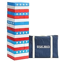 SPORT BEATS Flag Large Tower Game Outdoor Games 54 Blocks Stacking Game Includes Carry Bag