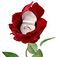 Noble Rose Ring Box - Flower Heart Engagement Ring Box for Proposal Ring, Ceremony, Wedding or Special Occasions (Red)