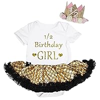 Petitebella 1/2 Birthday Girl Bodysuit Tutu Baby Dress Nb-18m