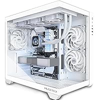 MUSETEX ATX PC Case, 3 x 120mm Fans Pre-Installed, 360MM RAD Support, 270° Full View Tempered Glass Gaming PC Case with Type-C, Mid Tower ATX Computer Case, White, Y6