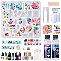 LET'S RESIN Epoxy Resin Jewelry Making Supplies,Resin Kits and Molds Complete Set Included Dried Flowers,Resin Dye,Necklace Chain,Resin Art Starter kit for DIY Pendant,Keychains,Earring
