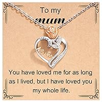 Shonyin Heart Necklace with Rose for Granny Daughter Mum Girlfriend, Carved with I Love You, A Heart-felt Gift for the Person You Care About