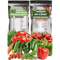 Vegetable Seeds Including Most Popular Hot and Sweet Pepper Varieties - Non-GMO, USA Grown - Total 8300+ Heirloom Seeds for Indoor, Outdoor and Hydroponic