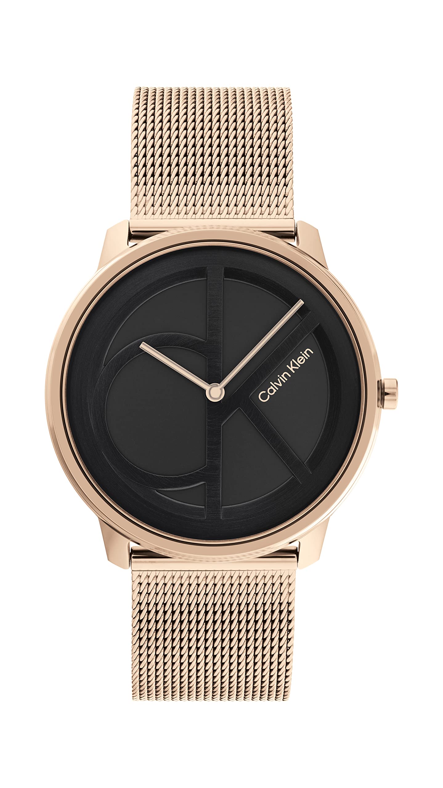 Calvin Klein Unisex Quartz Ionic Plated Carnation Gold Steel and Mesh Bracelet Watch, Color: Carnation (Model: 25200029)