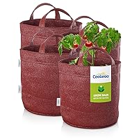 Coolaroo 4-Pack 10 Gallon Heavy Duty Plant/Vegetable/Fruit/Flower Breathable Fabric Grow Planter Pot Bags with Handles, Brick