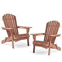 Outdoor Wooden Folding Adirondack Chair Set of 2 with Pre-Assembled BackRest, Wood Patio Chair for Garden Backyard Porch Pool Deck Firepit