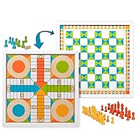 Melissa & Doug Double-Sided Wooden Chess & Pachisi Board Game with 42 Game Pieces (17.5ââ‚¬ W x 17.5ââ‚¬ L x 1.5ââ‚¬ D)
