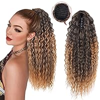Drawstring Ponytail 18 Inch Curly Ponytail Feeling Black Ponytail Extension Water Wave Short Hair Extensions Ponytail With Claw Clip In Ponytail Hair Extension