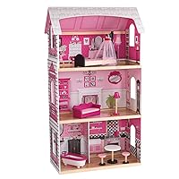 KidKraft Bonita Rose Dollhouse - Colorful Toddler Toy for 12 Inch Dolls Real Wood, Gift for Ages 3+ 25.25