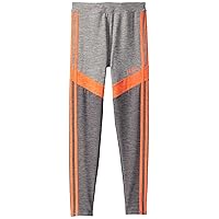 adidas Kids Girl's D2M Melange Tights (Big Kids) Grey/Orange MD (10/12 Big Kids)