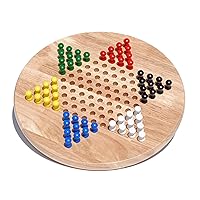 WE Games Solid Wood Chinese Checkers Board Game with Pegs- 11.5 in,6 players