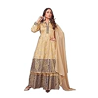 Indian Kurti for Womens With Palazzo Dupatta | Art Silk Woven Kurta Kurtis Tunic For Women