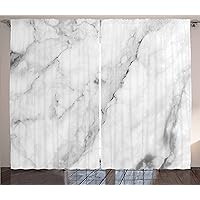 Ambesonne Marble Print Curtains, Granite Surface Motif Sketch Nature Effect and Cracks Antique Style Image, Living Room Bedroom Window Drapes 2 Panel Set, 108