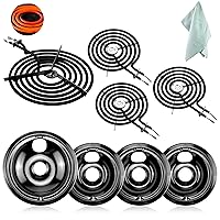 WB31M19 WB31M20 Porcelain Drip Pans and WB30M1 WB30M2 Electric Range Stove Burner Kit Compatible with Hot-point G-E Range Stove by Fetechmate