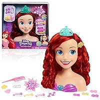 Disney Princess Ariel Styling Head and Accessories, 18-pieces, Red Hair and Blue Eyes, Pretend Play, Kids Toys for Ages 3 Up by Just Play