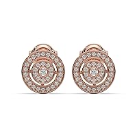 Cluster Halo Push Back Stud Earring Gift For Besty With Round Cut 0.18TCW D color VVS1 Moissanite Diamond 14K Rose Gold