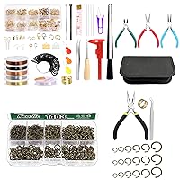 Keadic 2350Pcs Jewelry Making Tool with Jewelery Findings Kit Includes Round Ring Connectors, Beading Wires, Jewelry Pliers, Cord Ends, Lobster Clasps, Earring Hooks, Eye Screw Pin for Adult and Begin
