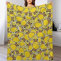 Rubber Duck Pattern Flannel Throw Blankets Ultra Soft Warm All Season Yellow Cartoon Ducks Decorative Throw Blanket for Bed Chair Car Sofa Couch Bedroom 40