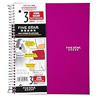 Five Star Spiral Notebook + Study App, 3 Subject, Wide Ruled Paper, Fights Ink Bleed, Water Resistant Cover, 8