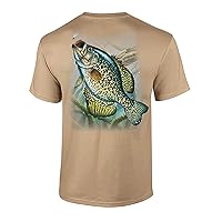 Fishing Action Crappie Adult Short Sleeve T-Shirt-Tan-XL